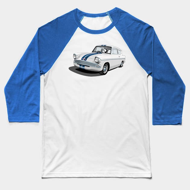 Ford Anglia in white Baseball T-Shirt by candcretro